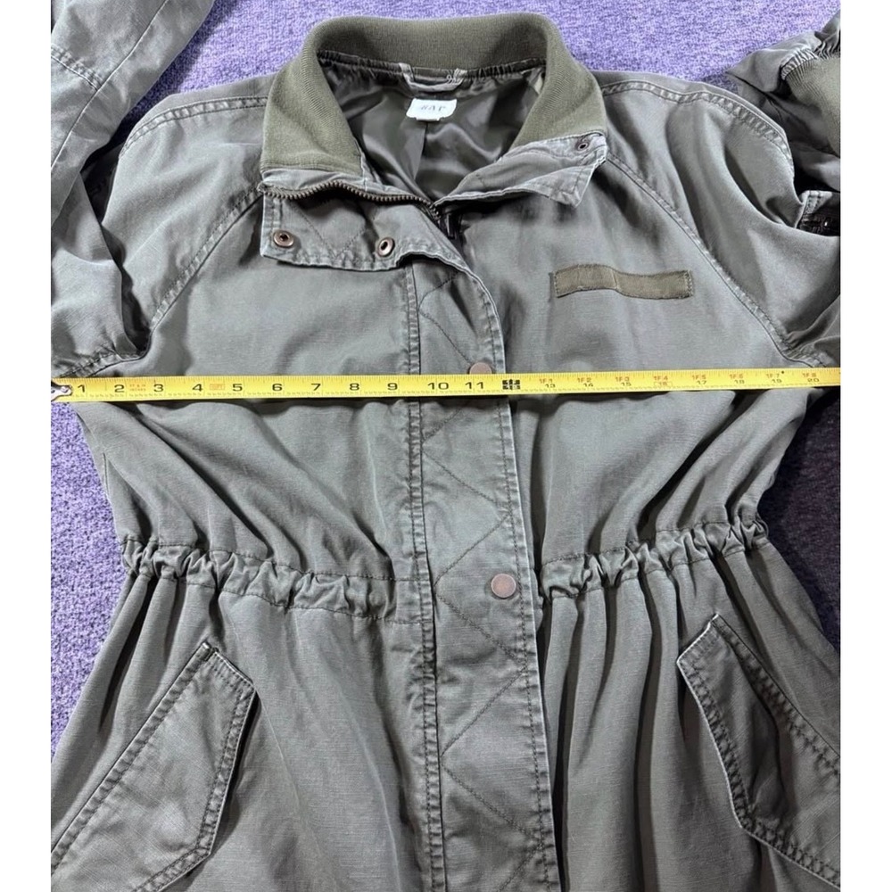 GAP Womens Olive Green Utility Parka Jacket Cinched Waist Tall Small S Tall - Picture 5 of 8